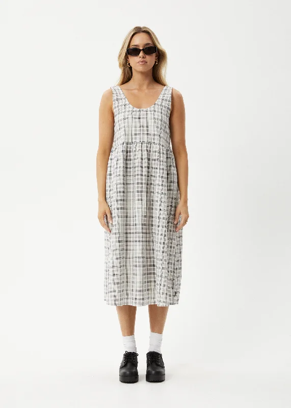 AFENDS Womens Leo - Seersucker Check Midi Dress - Black / White Cozy Spaghetti Strap Midi Dress