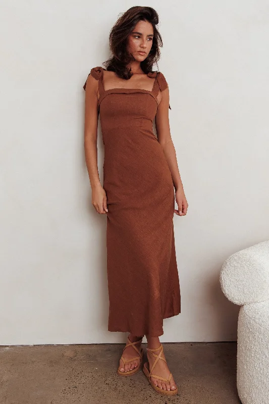 Appreciate You Tied Shoulder Maxi Dress Chocolate Chic Summer Maxi Dress