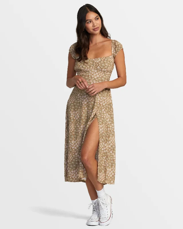 Ava Midi Dress - Ermine Fashionable High-Low Midi Dress