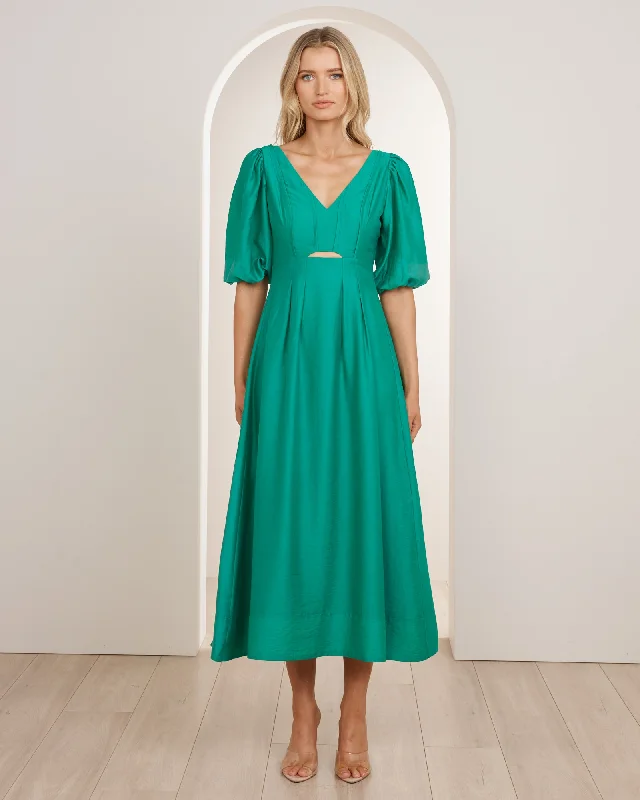 Clio Puff Sleeve Midi Dress Stylish Tiered Midi Dress