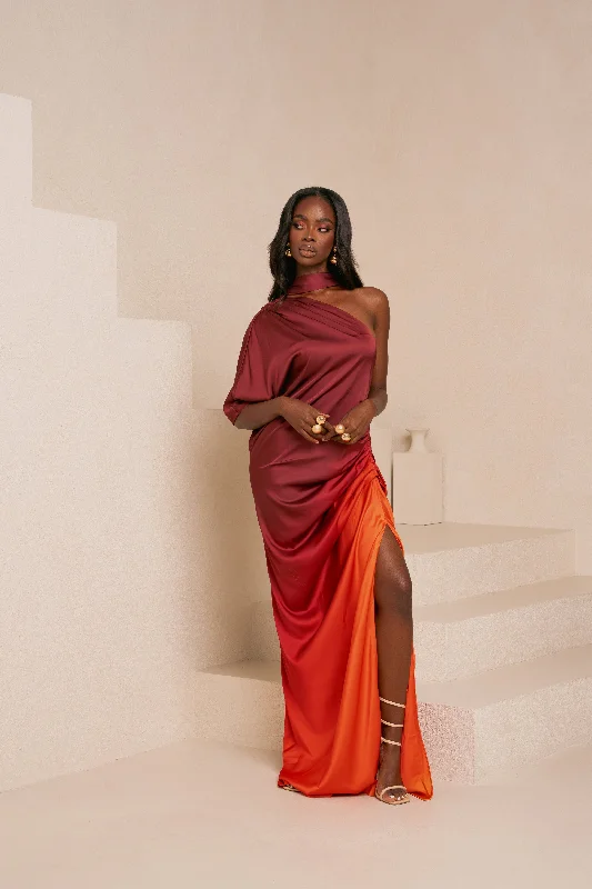 DAWN DRAPE MAXI DRESS Elegant Maxi Dress with Slit