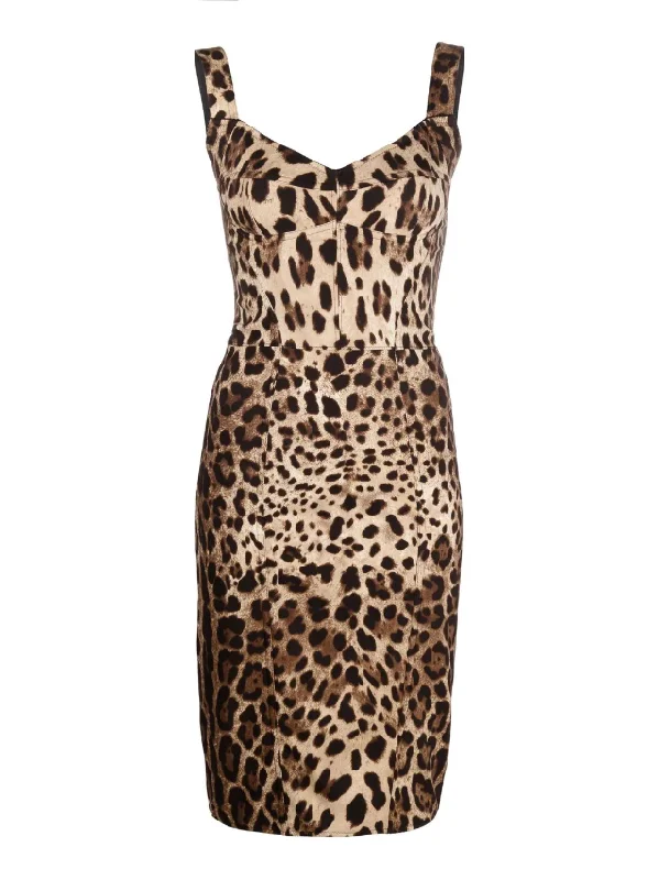 Dolce & Gabbana leopard print corset midi dress Elegant Lace Trim Midi Dress