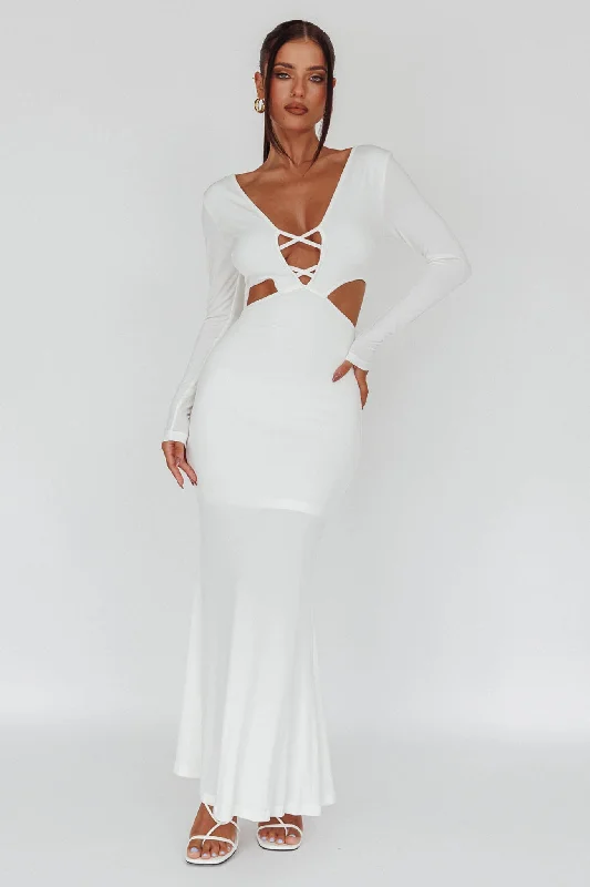 Dress Codes Cut-Out Maxi Dress White Stylish One-Shoulder Maxi Dress