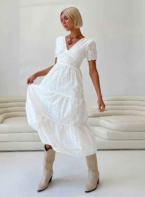 Durna Maxi Dress White Comfortable Cotton Maxi Dress