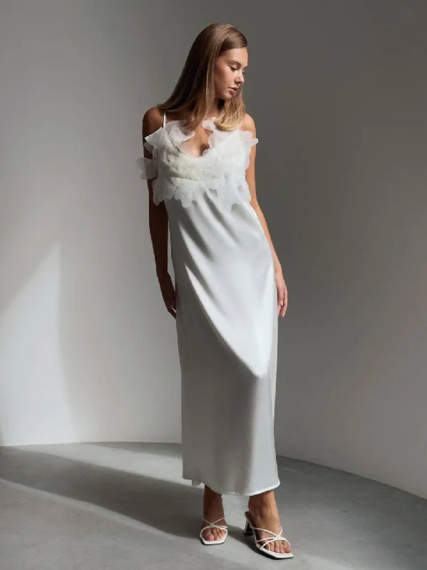 Elegant Chic White Midi Dress Cozy Spaghetti Strap Midi Dress