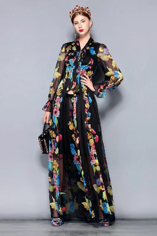 Hard To Forget Floral Maxi Dress Comfortable Long-Sleeve Maxi Dress