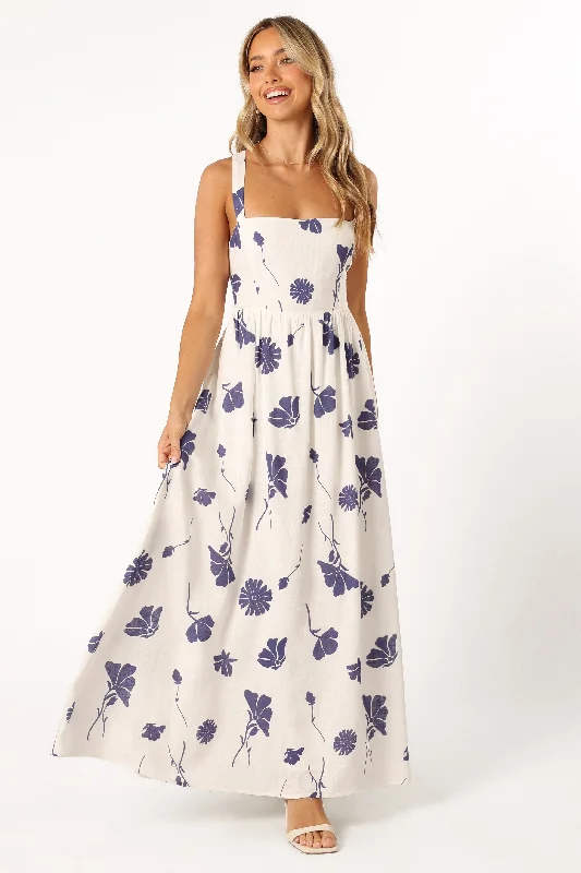 Hazel Maxi Dress - Navy Floral Chic Sleeveless Maxi Dress