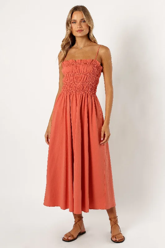 Jaden Maxi Dress - Apricot Fashionable Asymmetrical Maxi Dress