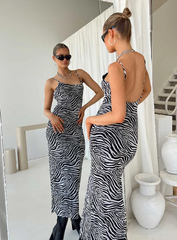 Knox Maxi Dress Zebra Classic Black Maxi Dress