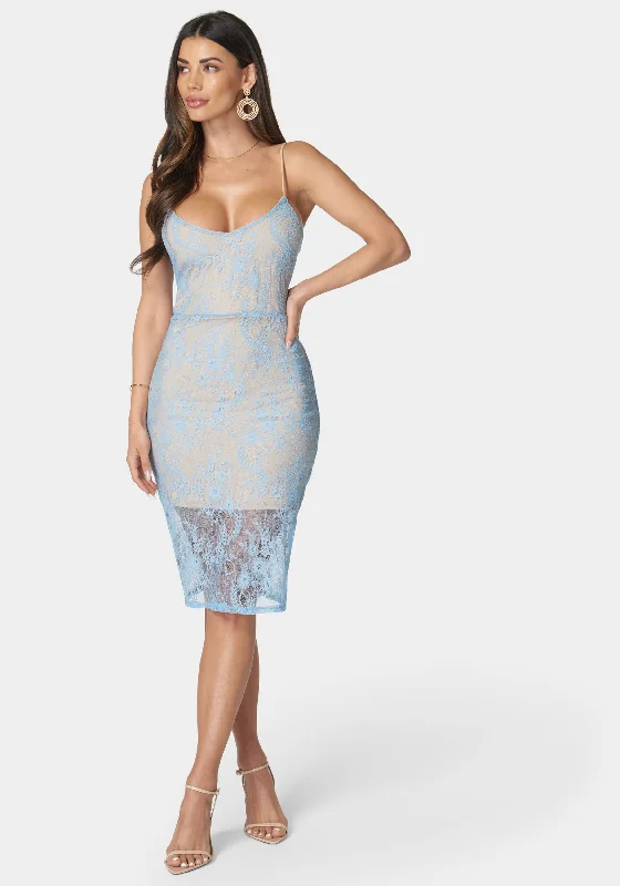 Lace Overlay Midi Dress Chic Floral Print Midi Dress