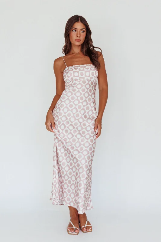 Lane Cove Cami Strap Maxi Dress Print Mocha Elegant Velvet Maxi Dress