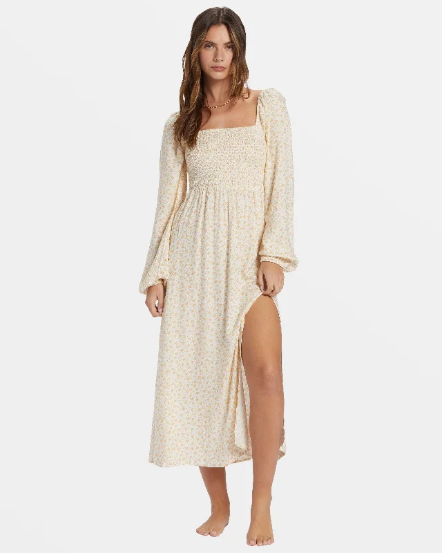 Lots Of Love Midi Dress - Hemp 2 Trendy Flared Sleeve Midi Dress