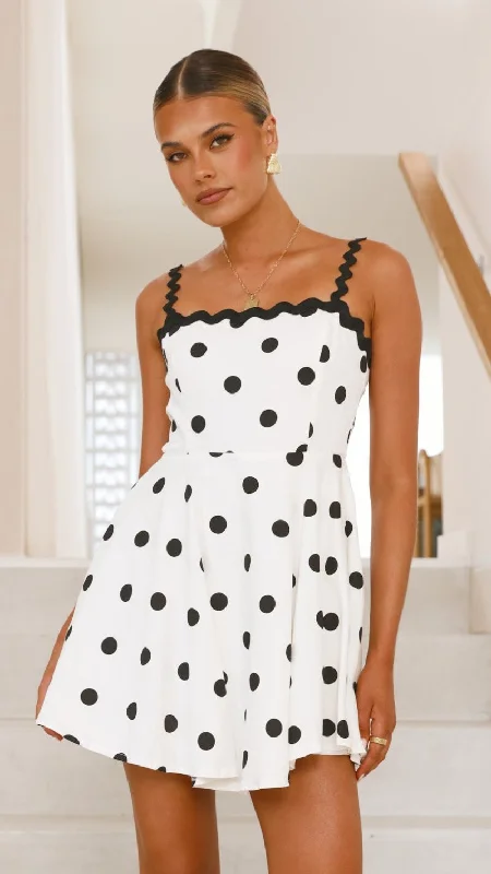 Lys Mini Dress - White/Black Spot Trendy Camisole Mini Dress