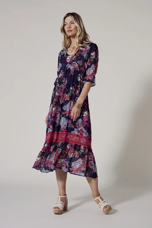 MATERA SHEER MIDI DRESS Elegant V-Neck Midi Dress