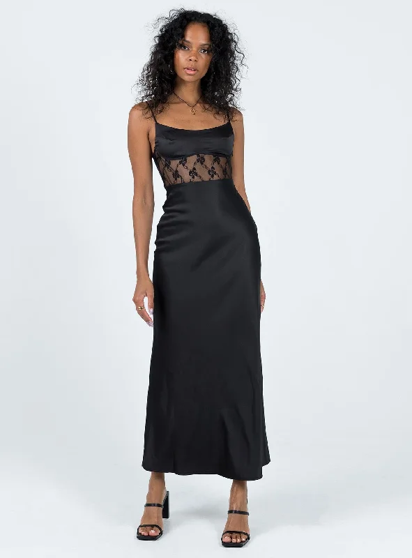 Maybelle Maxi Dress Black Elegant Maxi Dress with Belt