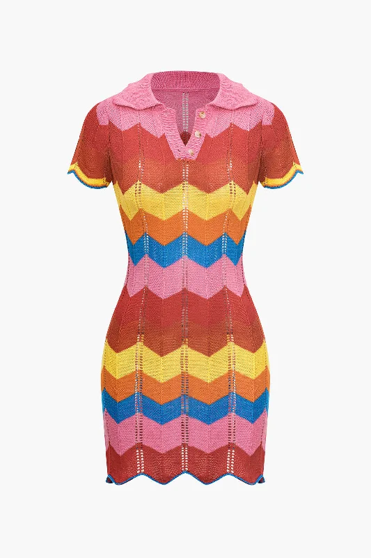 Color Block Print Knit Mini Dress Modern Satin Mini Dress