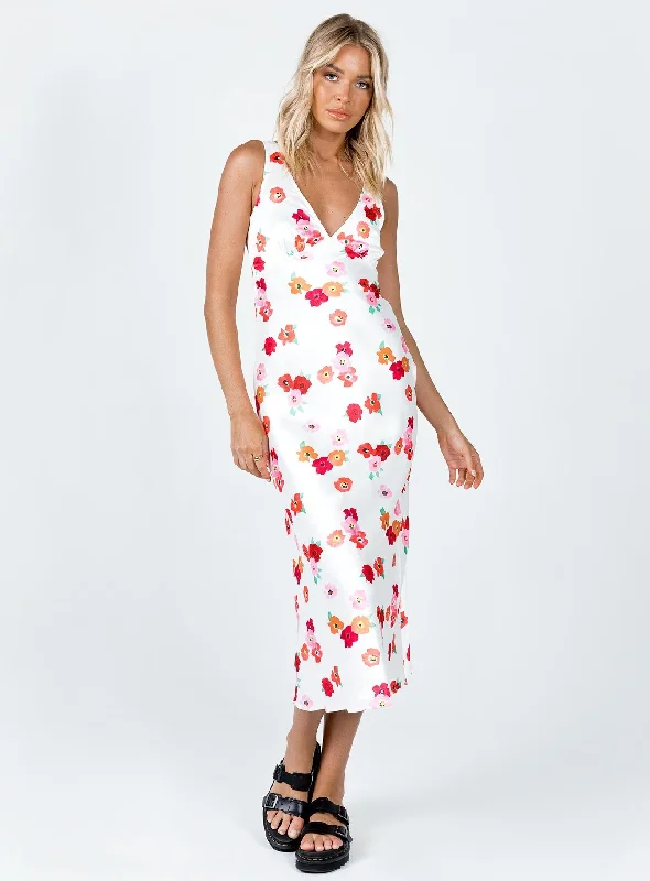 Nellie Maxi Dress White Floral Classic V-Neck Maxi Dress