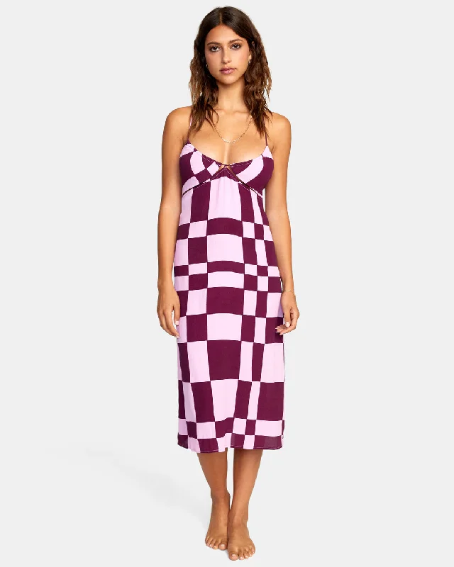 No Judgement Midi Dress - Orchid Elegant V-Neck Midi Dress