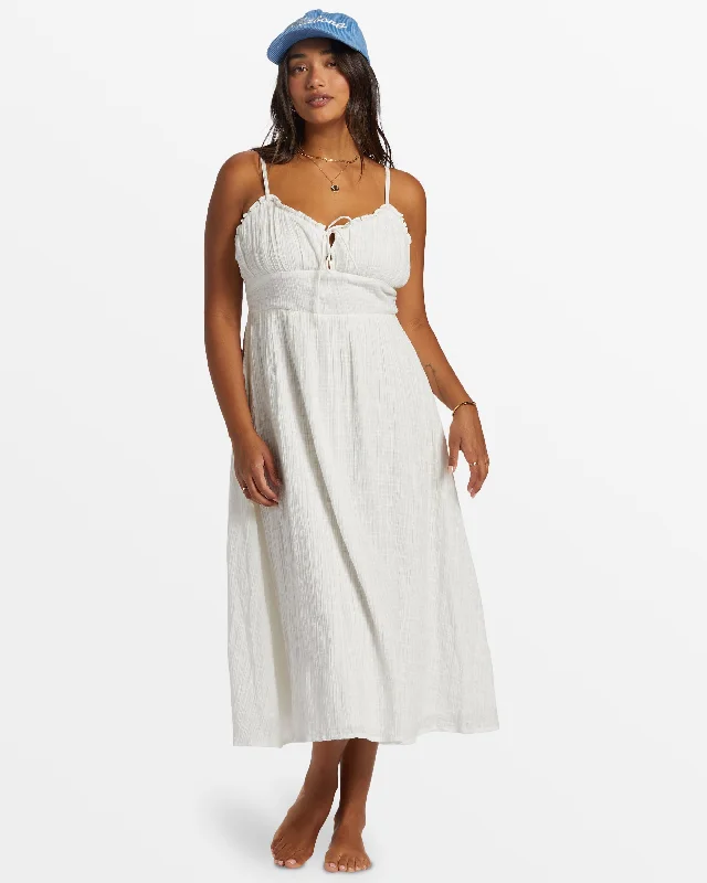 Pretty Perfect Sweetheart Midi Dress - Salt Crystal Comfortable Empire Waist Midi Dress