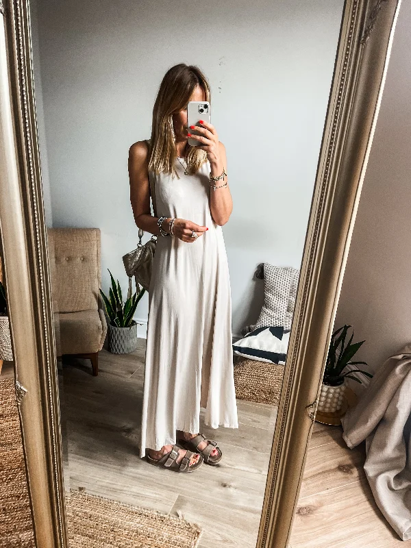 Racer Back Jersey Maxi Dress Cozy Maxi Dress with Slit