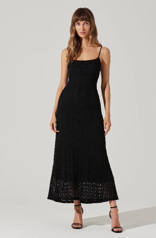 Renaisse Textured Maxi Dress Classic Solid Maxi Dress