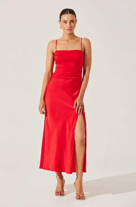 Satin Maxi Dress Fashionable High-Waist Maxi Dress