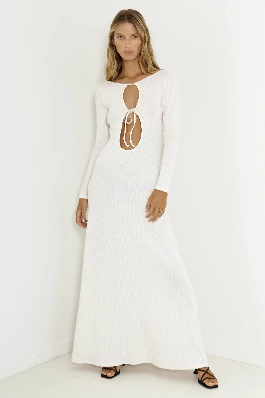 SNDYS Tallulah Maxi Dress White Cozy Knit Maxi Dress