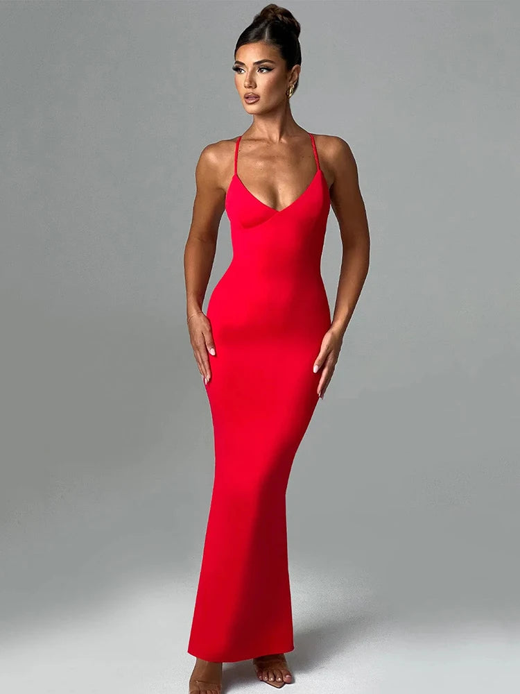 Strap Sleeveless Backless Maxi Dresses Fashionable Off-Shoulder Maxi Dress