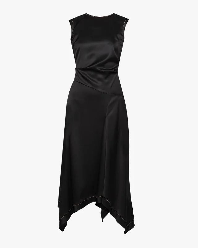 Sleeveless Satin Midi Dress Comfortable Deep V Midi Dress