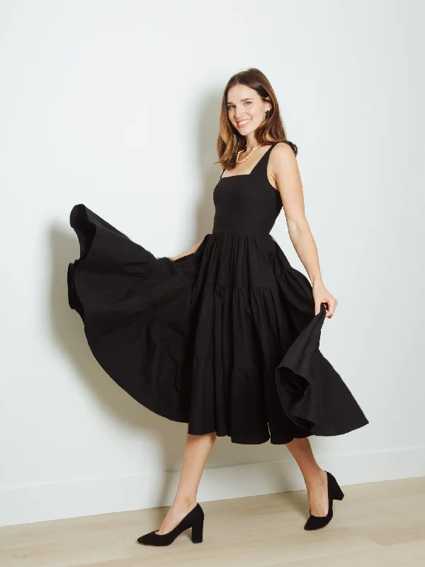 The Madonna Midi Dress in Odile Black Fashionable Shift Midi Dress