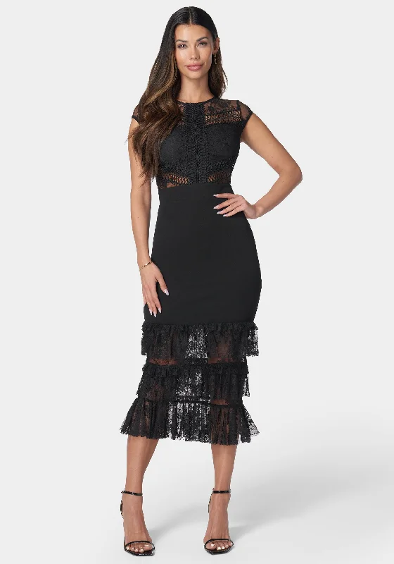 Tiered Lace Midi Dress Comfortable Sleeveless Midi Dress