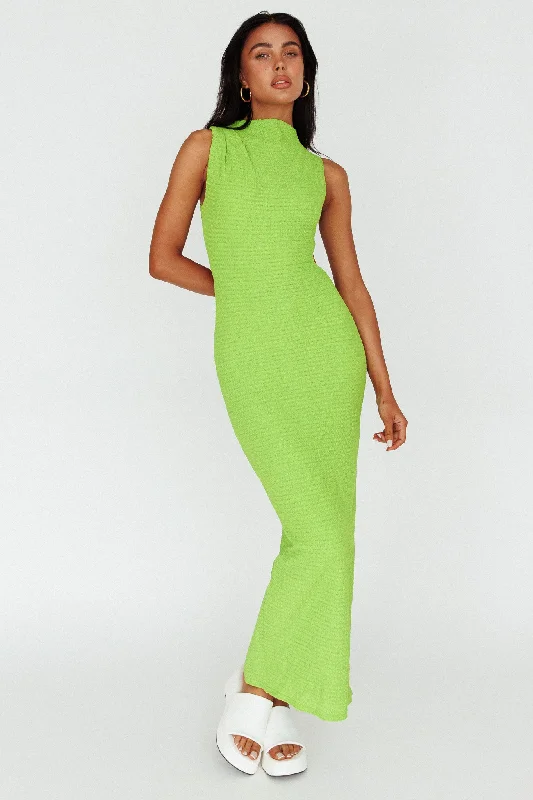 Yindi Sleeveless Cut-Out Waist Maxi Dress Lime Elegant Maxi Dress with Lace