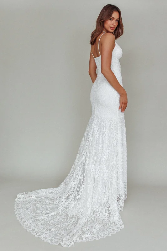 Your Beloved Lace Maxi Dress White Trendy Maxi Dress with Bow