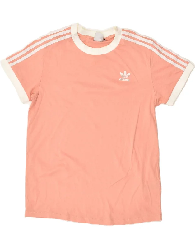 ADIDAS Womens T-Shirt Top UK 10 Small Pink Cotton Spandex Blend Rayon Blend Denim Blend