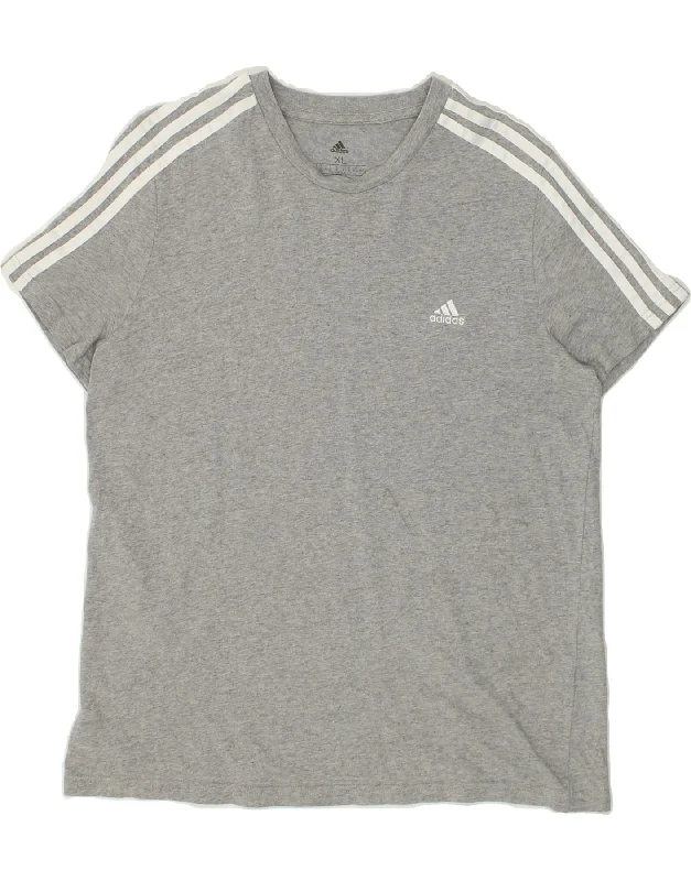 ADIDAS Womens T-Shirt Top UK 18 XL Grey Cotton Zippered Buttoned Snapped