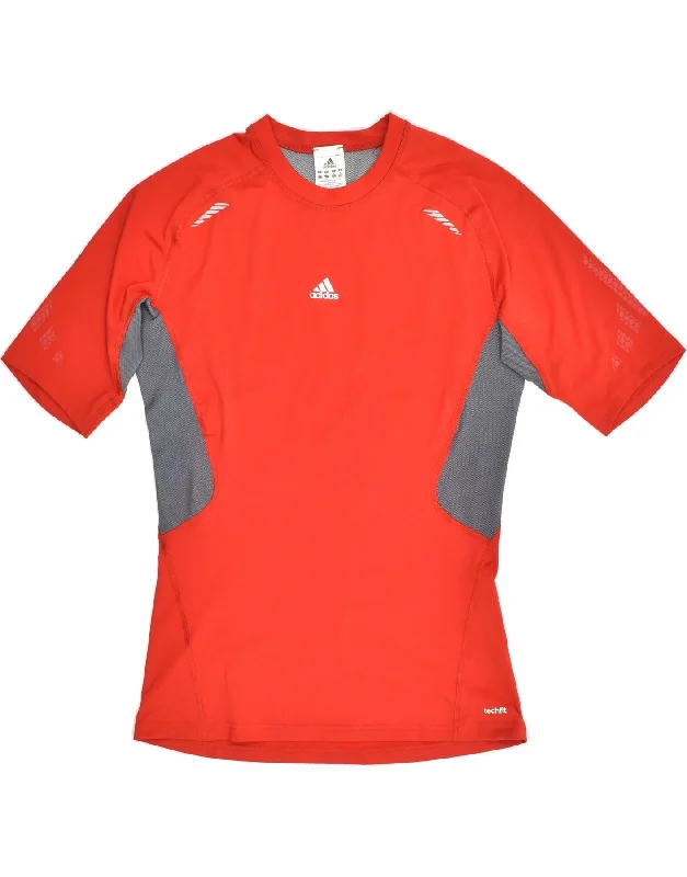 ADIDAS Womens T-Shirt Top UK 18 XL Red Colourblock Polyester Front Pockets Side Pockets Patch Pockets