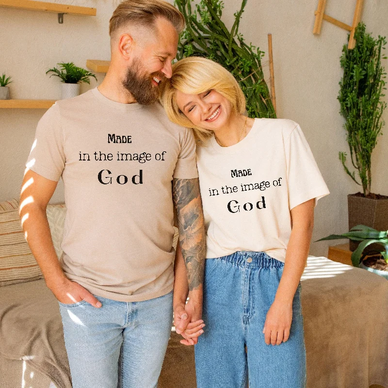 Christian T Shirt Made in the Image of God T-Shirt Gift for Mom Birthday Gift for Friend Mother's Day Gift Father's Day Gift Tee Shirt Gift Oversized T-Shirt Spandex breathable