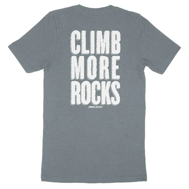 Climb More Rocks — Unisex Rock Climbing T-Shirt Notch Collar Peter Pan Collar Cowl Neck