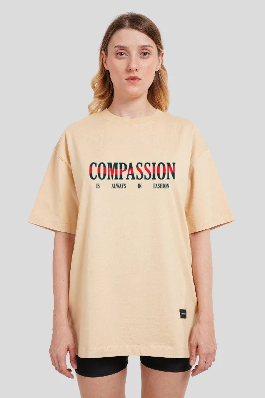 Compassion Beige Printed T-Shirt Elegant Classic Vintage