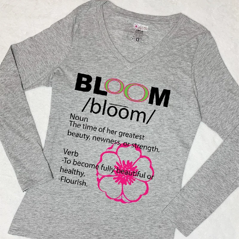 Define Bloom Long-Sleeve T-Shirt Notch Collar Peter Pan Collar Cowl Neck