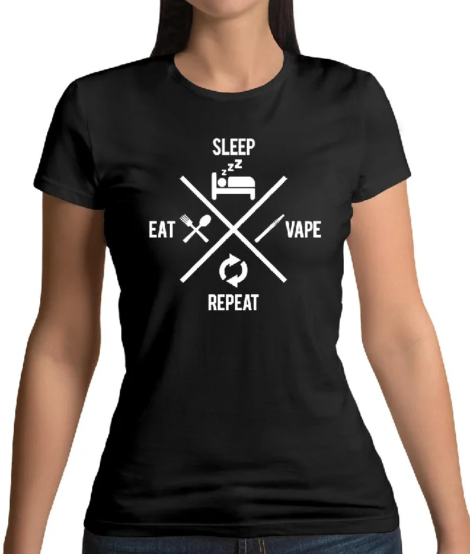 Eat Slaeep Vape Repeat Womens T-Shirt Terry Blend Velvet Blend Canvas Blend