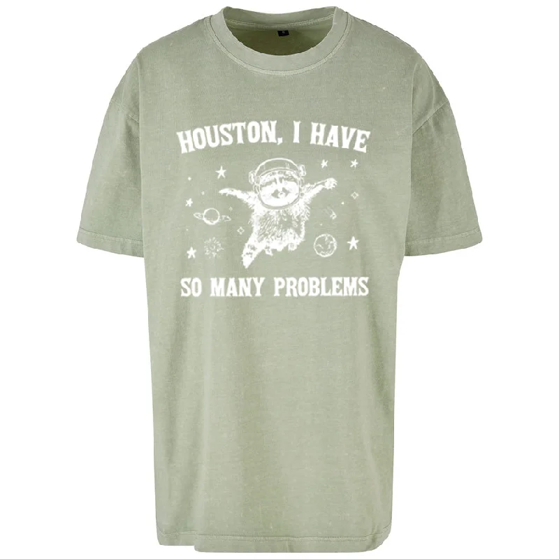 Houston Where Do I Start Oversize Acid Wash T-Shirt Lace Blend Ribbed Blend Corduroy Blend