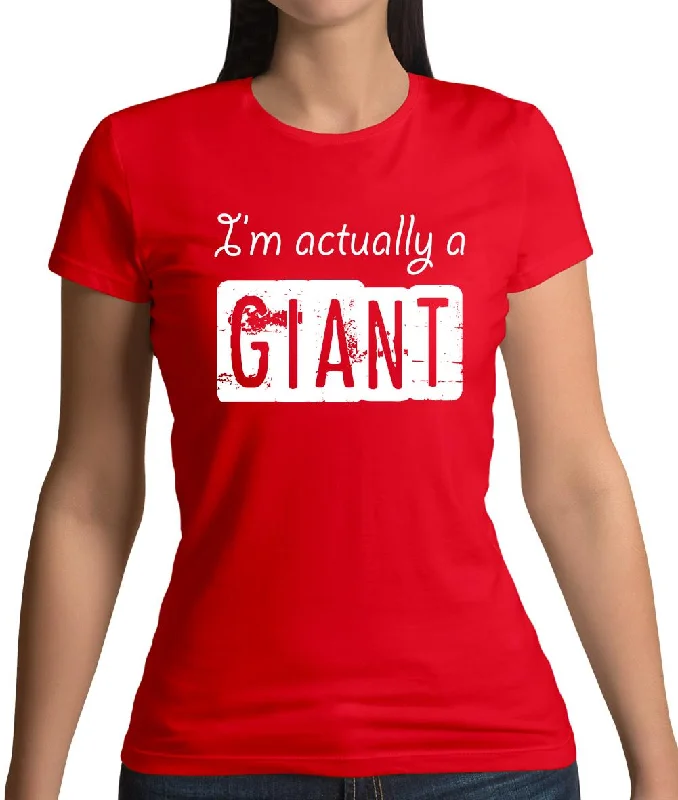 I'm Actually A Giant Womens T-Shirt Denim Fabric Leather Fabric Suede Fabric