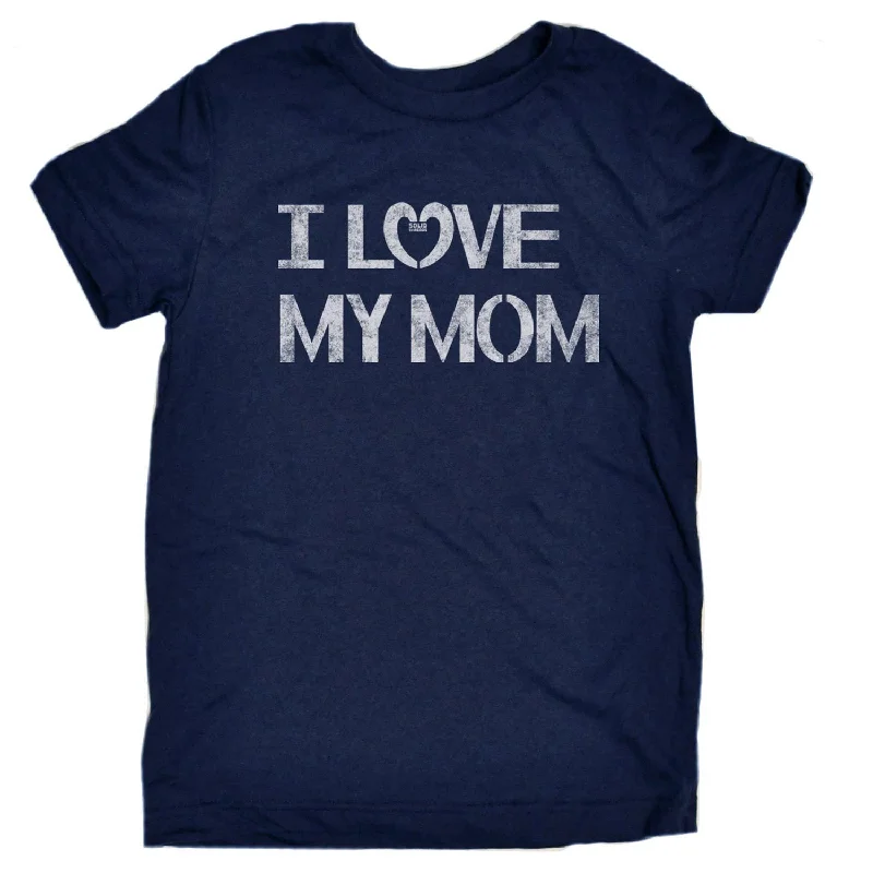 Kid's I Love My Mom T-shirt Print Jacquard Patchwork