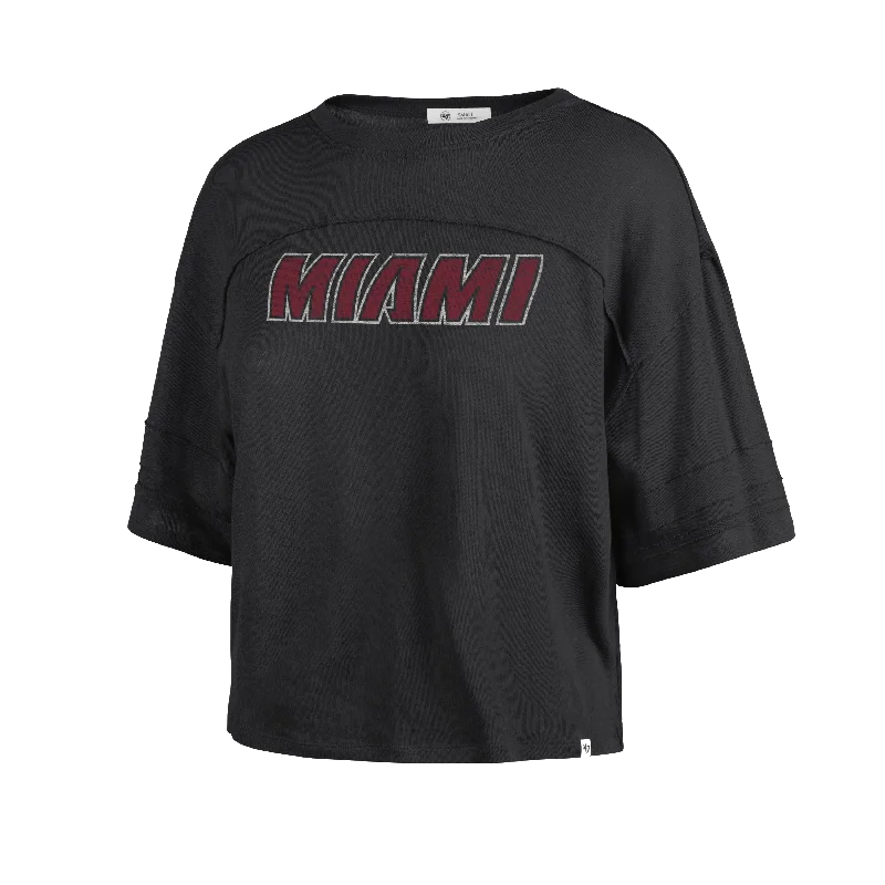 '47 Brand Miami HEAT Wordmark Women's Crop Tee Rayon Velvet Corduroy