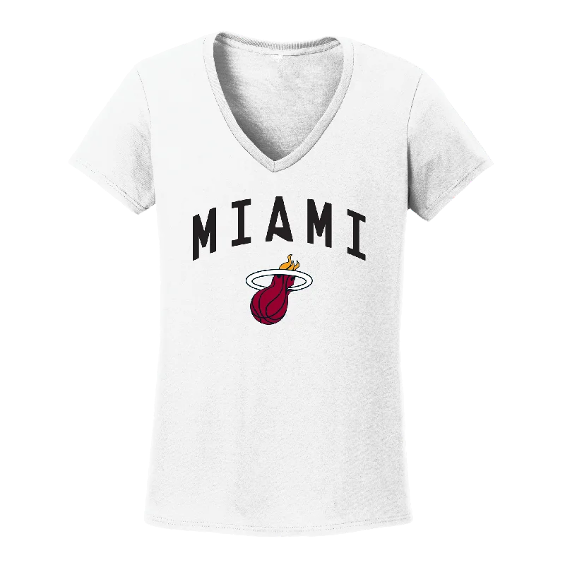 Miami HEAT Women's White Tee Plaid T-Shirt Polka Dot Checkered