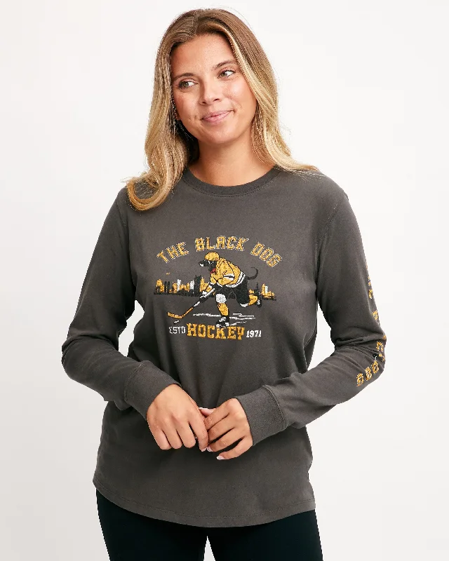 Ladies Longsleeve Black and Gold 2024 Tee Machine Wash Dry Clean Hand Wash