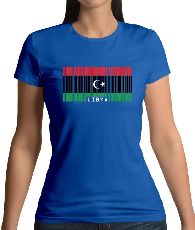 Libya Barcode Style Flag Womens T-Shirt Solid Print Embellished