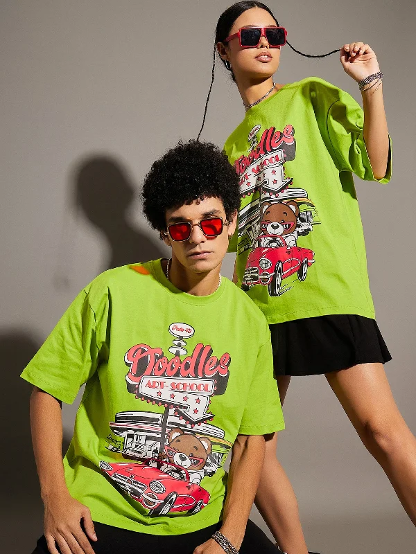 Lyush Green DOODLES Oversized T-Shirt Oversized T-Shirt Spandex breathable