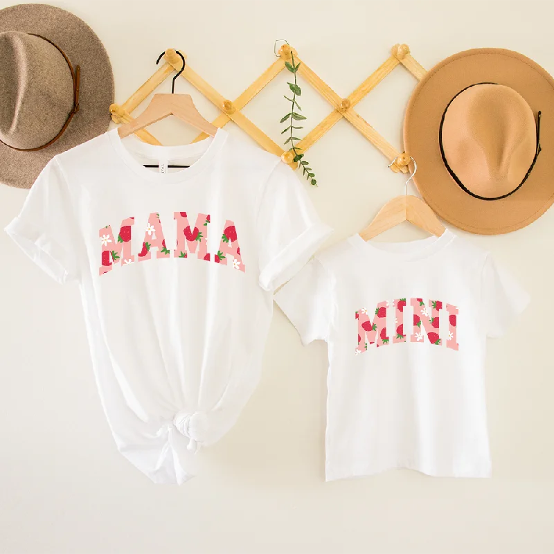 Summer Fruits Mama & Mini Strawberry Matching T-shirts Graphic Embroidered Appliqued